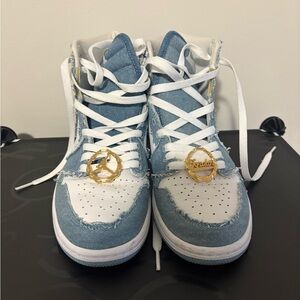 Women’s Denim & White Jordan 1’s Hi